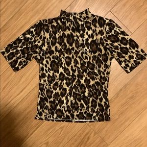 Leopard Turtleneck Crop Top, small